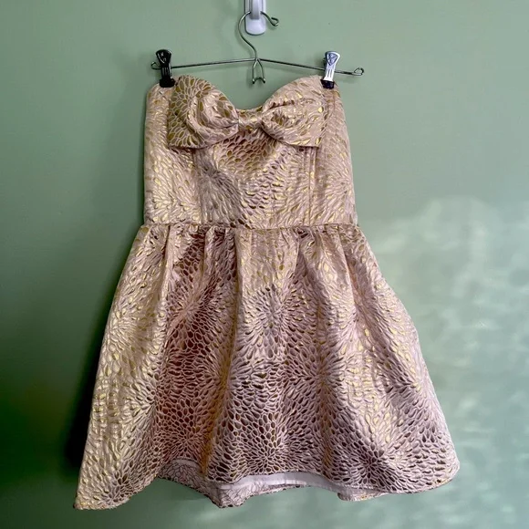 Champagne floral bow dress